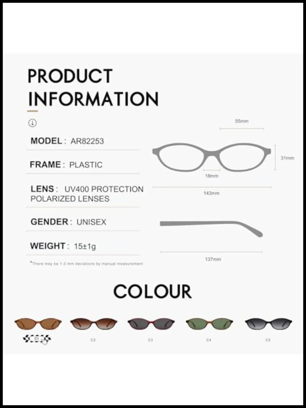 Polarized Retro Oval Sunglasses Narrow Cat Eye Y2K 90s Style UV Protection